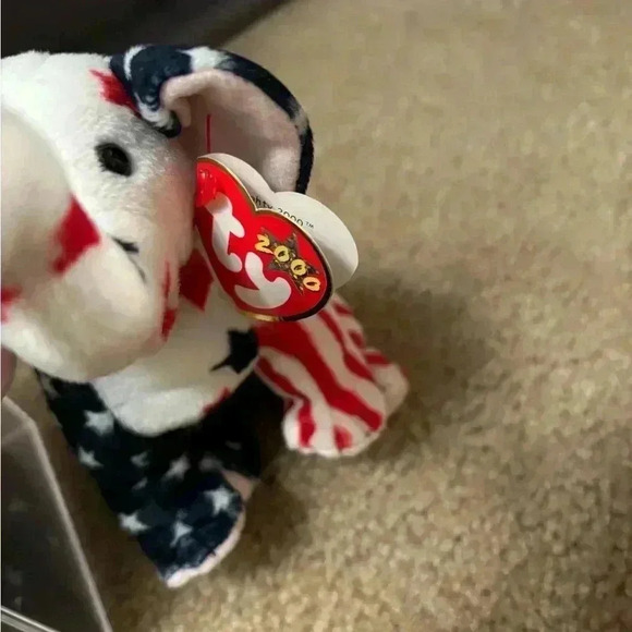 Lot Of 2 Ty Righty 2000 Political Elephant Stars Stripes 6 Beanie Baby MWMT - Picture 2 of 9